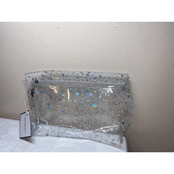 Macys Womens New Stars Clear plastic Medium Cosmetic Zipper Bag 7.5''x5x2'' - Picture 1 of 4